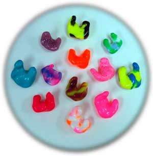 Swimming earmolds in various colors and designs